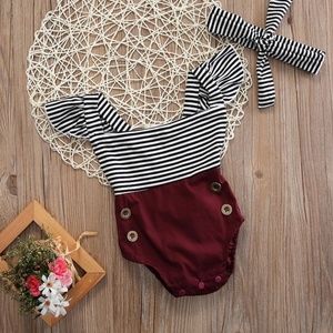 The Scarlett - Baby Girl Crimson & Stripes SunSuit